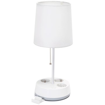 Aigostar - Candeeiro de mesa com tomadas, soquete 1xE27/60W/230V, branco