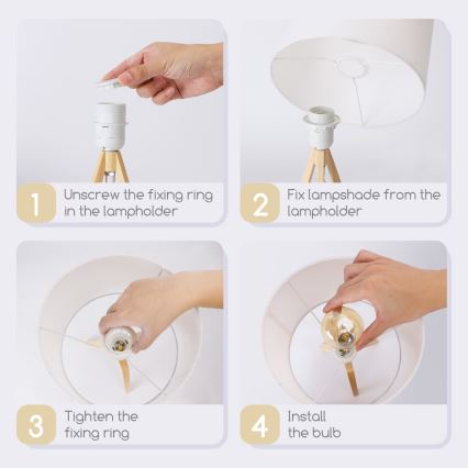 Aigostar - Candeeiro de mesa de madeira 1xE27/60W/230V pinho