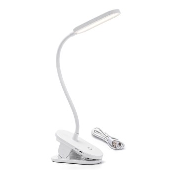 Aigostar - Candeeiro de mesa LED com regulação e clipe LED/2,5W/5V 1200mAh branco