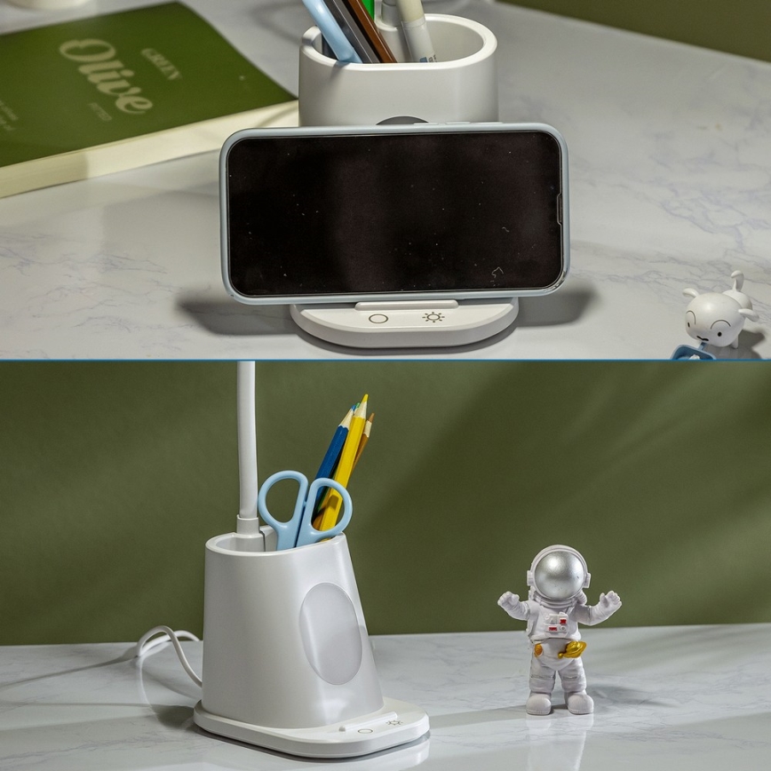 Aigostar - Candeeiro de mesa LED com regulação LED/2,8W/5V 1800mAh 3000/5000K branco