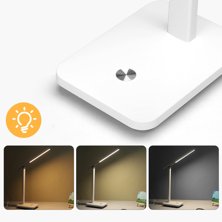 Aigostar - Candeeiro de mesa LED com regulação LED/5W/5V 3000-6500K branco/preto