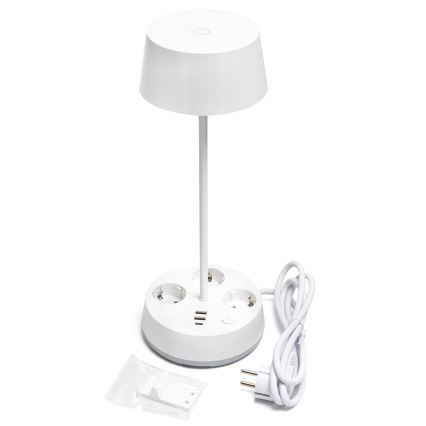Aigostar - Candeeiro de mesa LED regulável com tomadas e porta USB LED/4,6W/230V 3000/4000/6500K branco
