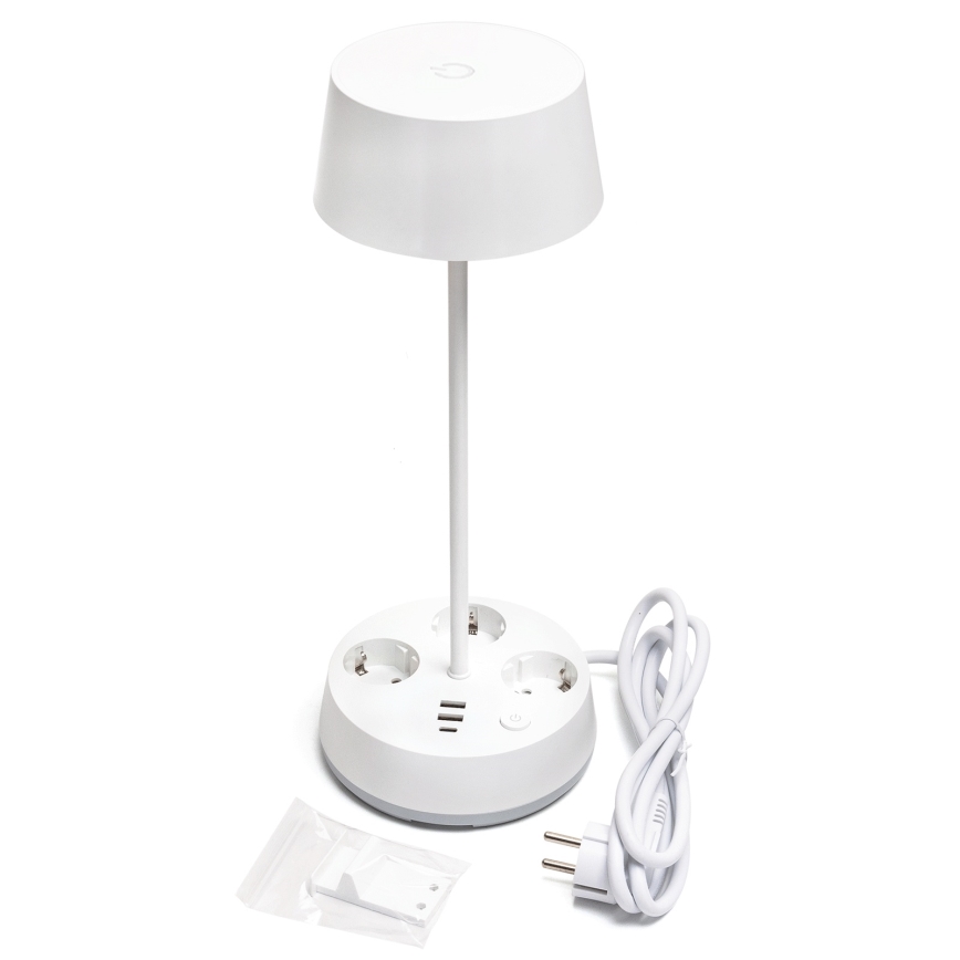 Aigostar - Candeeiro de mesa LED regulável com tomadas e porta USB LED/4,6W/230V 3000/4000/6500K branco