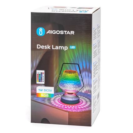 Aigostar - Candeeiro de mesa LED RGB com regulação LED/1W/5V 1800mAh 20 cm + controlo remoto