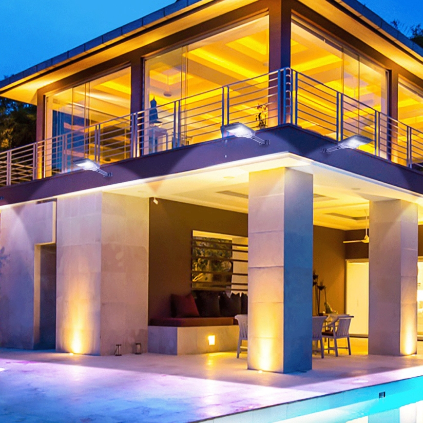 Aigostar - Candeeiro solar de rua LED com sensor de anoitecer e movimento LED/150W/3,2V 15000mAh IP65 6500K + comando