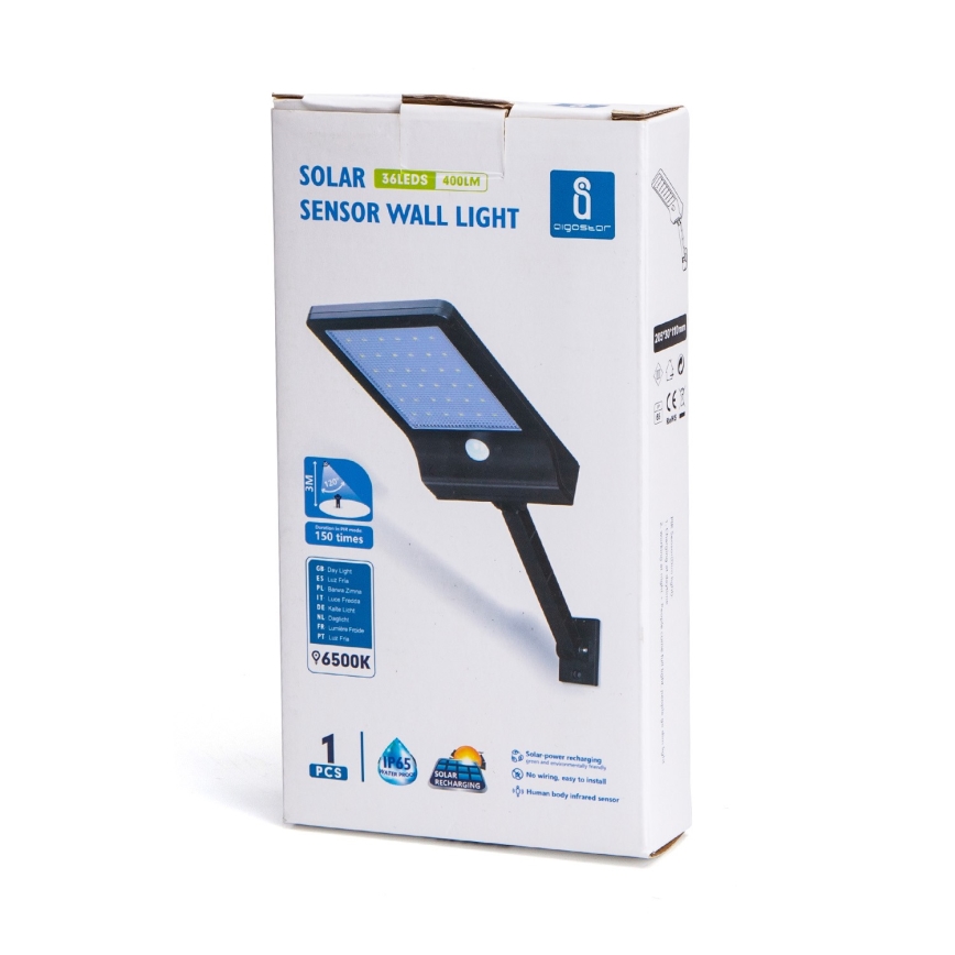 Aigostar - Candeeiro de rua solar LED com sensor LED/2,3W/5,5V 1800 mAh IP65