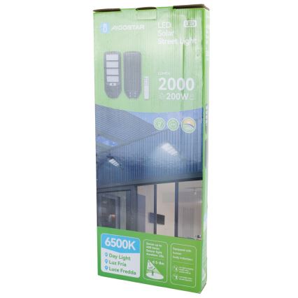 Aigostar - Candeeiro de rua solar LED com sensor LED/200W/3,2V 12000mAh IP65 6500K + comando