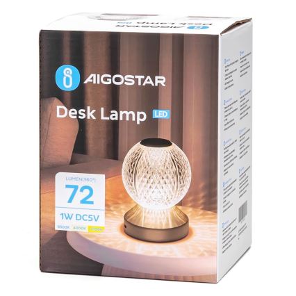 Aigostar - Candeeiro de mesa LED regulável LED/1W/5V 2700/4000/6500K 1800mAh 13,5 cm