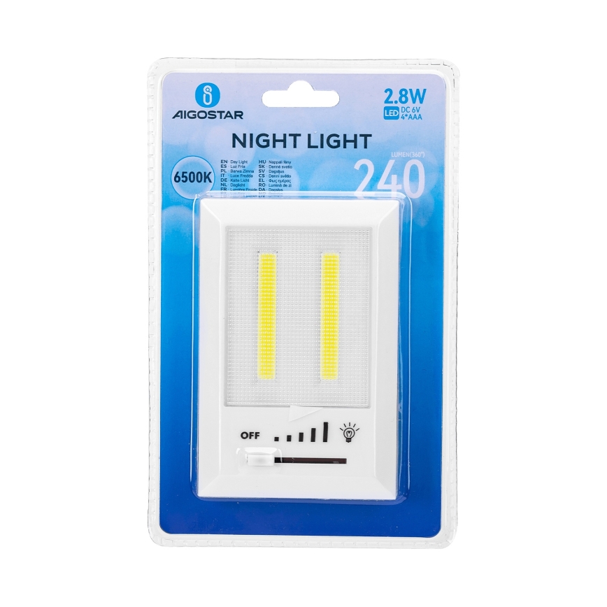 Aigostar - Candeeiro Noturno LED Portátil LED/4xAAA 6500K