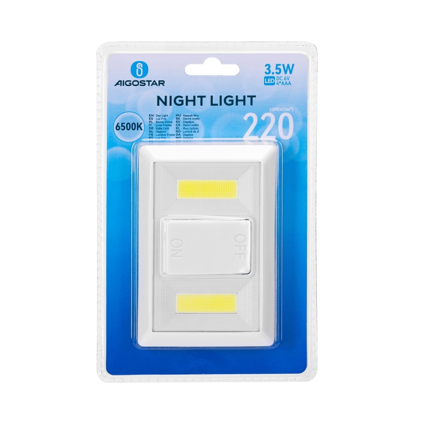 Aigostar - Candeeiro Noturno Portátil LED/4xAAA 6500K