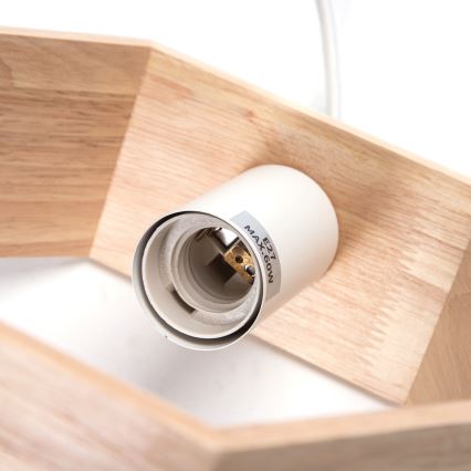 Aigostar - Candeeiro pendente em madeira suspenso por cabo 1xE27/60W/230V pinho