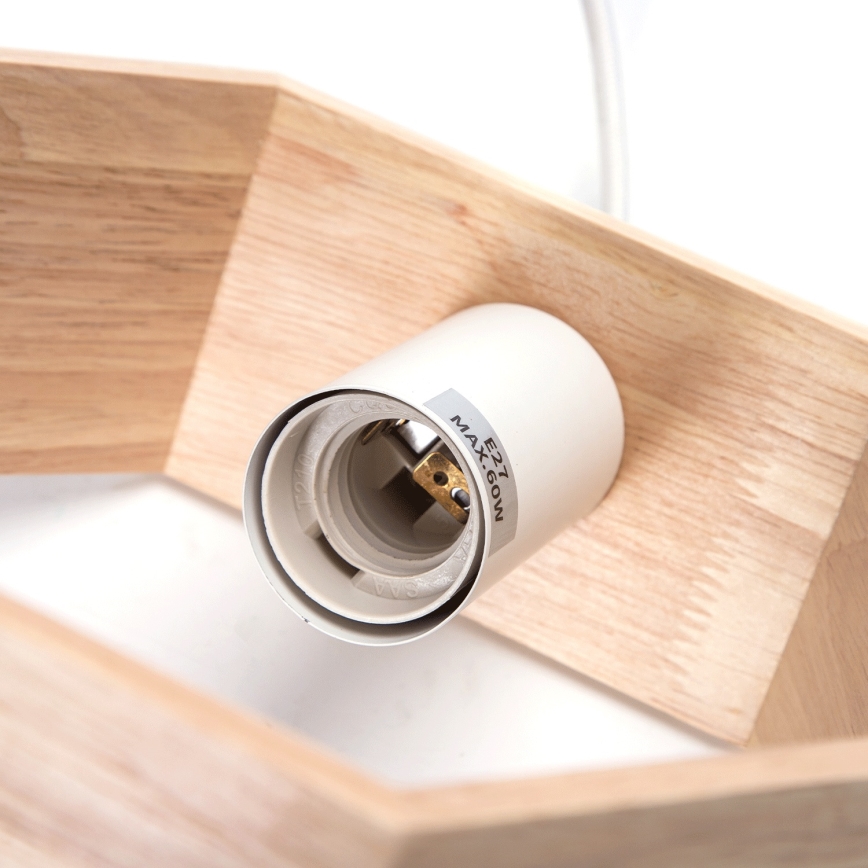 Aigostar - Candeeiro pendente em madeira suspenso por cabo 1xE27/60W/230V pinho