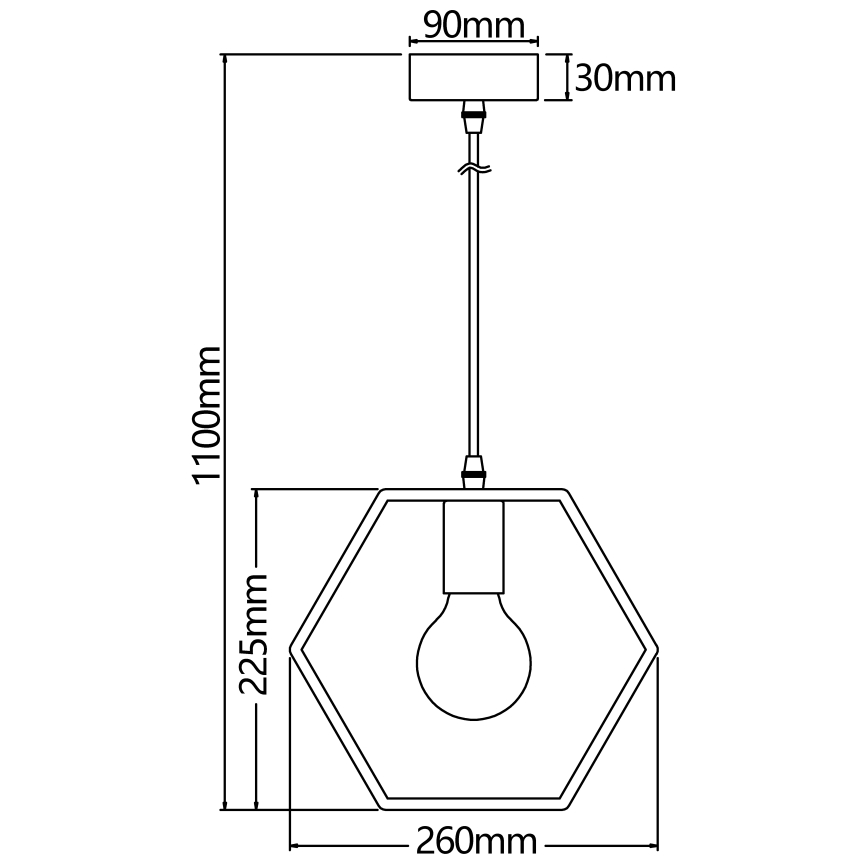 Aigostar - Candeeiro pendente em madeira suspenso por cabo 1xE27/60W/230V pinho