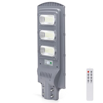Aigostar - Candeeiro solar de rua LED com sensor de anoitecer e movimento LED/150W/3,2V 15000mAh IP65 6500K + comando