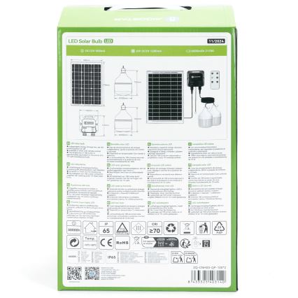 Aigostar - Candeeiro solar LED 2xLED/35W/12V 6000 mAh 6500K diâmetro 10 cm + comando