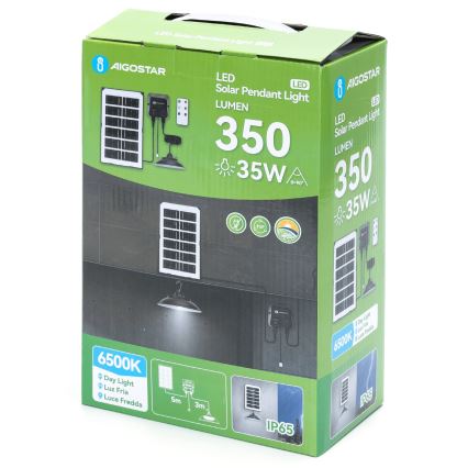 Aigostar - Lustre solar LED/35W/12V 3000 mAh 6500K IP65 Ø 15 cm + comando remoto