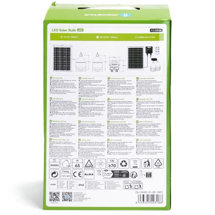 Aigostar - Candeeiro solar LED com sensor 2xLED/35W/12V 6000 mAh 6500K diâmetro 10 cm + comando