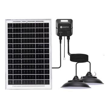 Aigostar - Candeeiro solar LED com sensor 2xLED/35W/12V 6000 mAh 6500K diâmetro 15 cm + comando