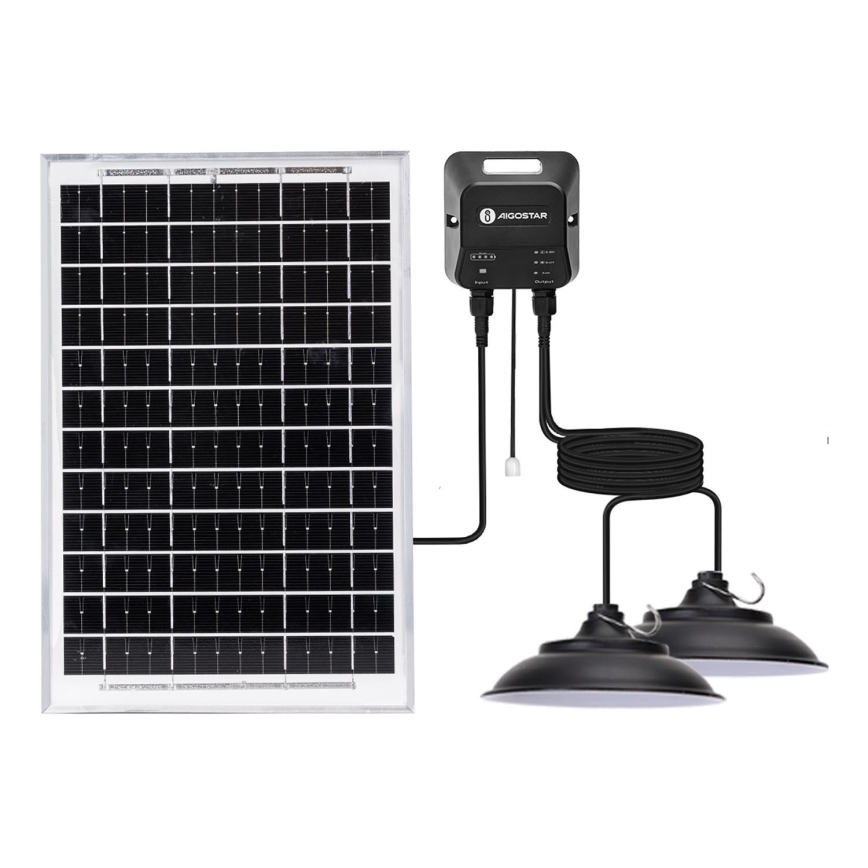 Aigostar - Candeeiro solar LED com sensor 2xLED/35W/12V 6000 mAh 6500K diâmetro 15 cm + comando