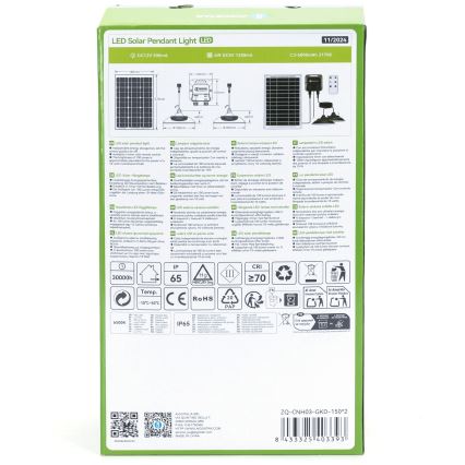 Aigostar - Candeeiro solar LED com sensor 2xLED/35W/12V 6000 mAh 6500K diâmetro 15 cm + comando