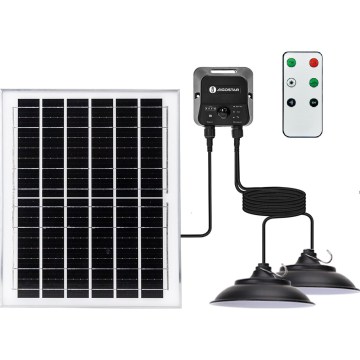 Aigostar - Candeeiro solar LED com sensor 2xLED/70W/12V 12000 mAh 6500K IP65 Ø 23,5 cm + controlo remoto