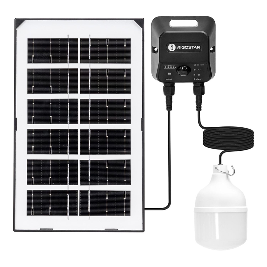 Aigostar - Candeeiro solar LED com sensor LED/35W/12V 3000 mAh 6500K diâmetro 10 cm + comando