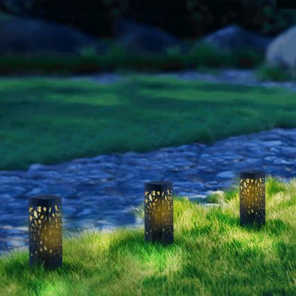 Aigostar - Candeeiro solar LED LED/0,006W/1,2V 100 mAh 28,5 cm preto 6500K IP44