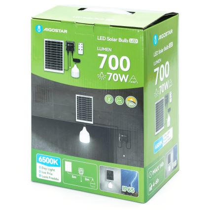 Aigostar - Candeeiro solar LED LED/70W/12V 6000 mAh 6500K diâmetro 12 cm + comando