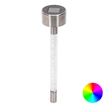 Aigostar - Candeeiro solar LED RGB LED/0,006W/1,2V 36,7cm cromado mate IP44
