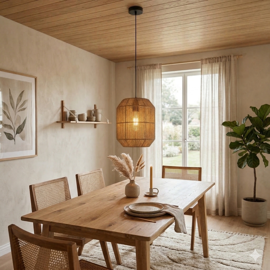 Aigostar - Candeeiro suspenso 1xE27/60W/230V bege