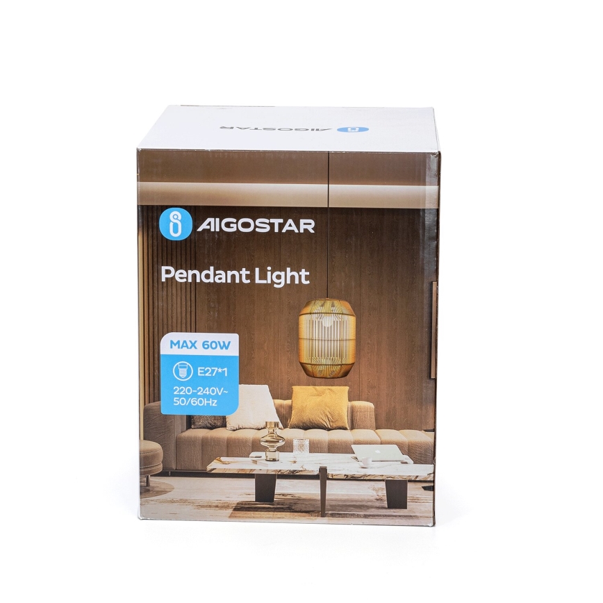 Aigostar - Candeeiro suspenso 1xE27/60W/230V bege