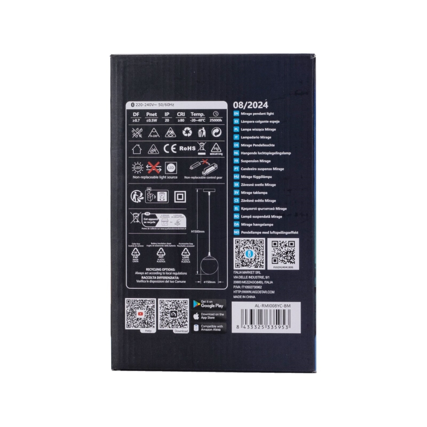 Aigostar - Candeeiro suspenso LED RGBW com regulação MESH LED/8W/230V 2700-6500K branco + comando