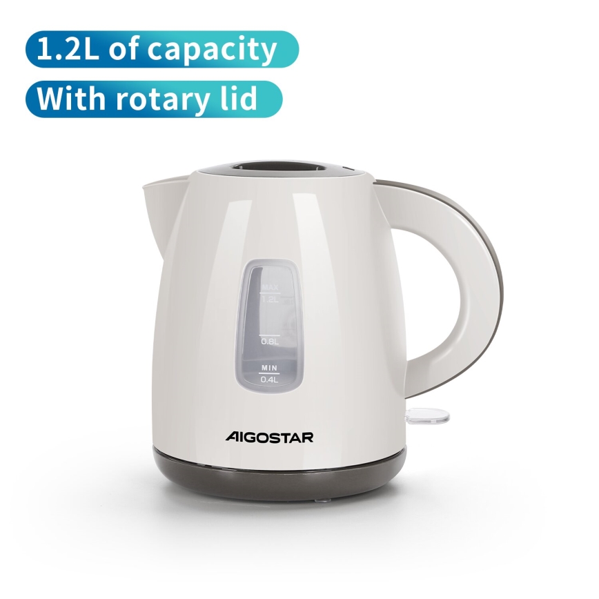 Aigostar - Chaleira 1,2l 2200W/230V bege