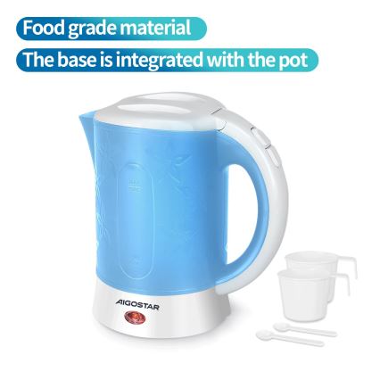 Aigostar - Chaleira com duas chávenas 0,6l 650W/230V azul