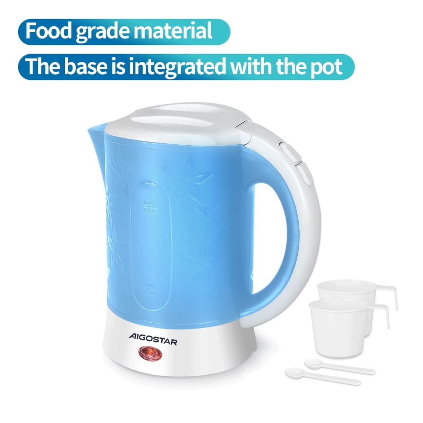 Aigostar - Chaleira com duas chávenas 0,6l 650W/230V azul