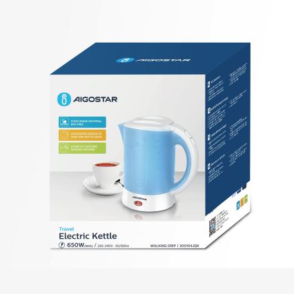 Aigostar - Chaleira com duas chávenas 0,6l 650W/230V azul
