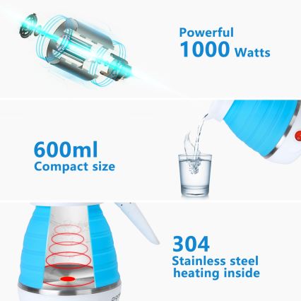 Aigostar - Chaleira de viagem 600ml 1000W/230V