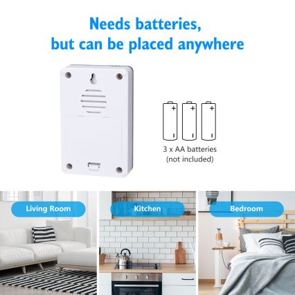 Aigostar - CONJUNTO 2x Campainhas sem fios 3xAA/12V IP44 prateado