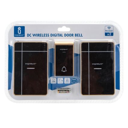 Aigostar - CONJUNTO 2x Campainhas sem fios 3xAA/12V IP44 preto