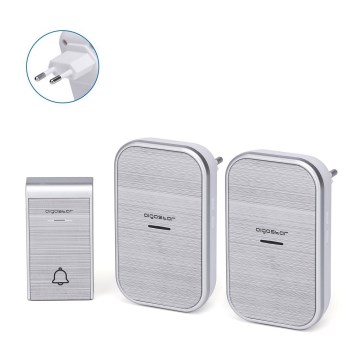 Aigostar - CONJUNTO 2x Campainhas Sem Fios Plug-in 230V/12V IP44 prateado