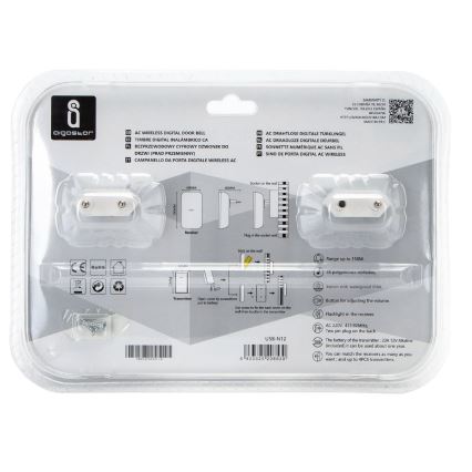 Aigostar - CONJUNTO 2x Campainhas Sem Fios Plug-in 230V/12V IP44 branco