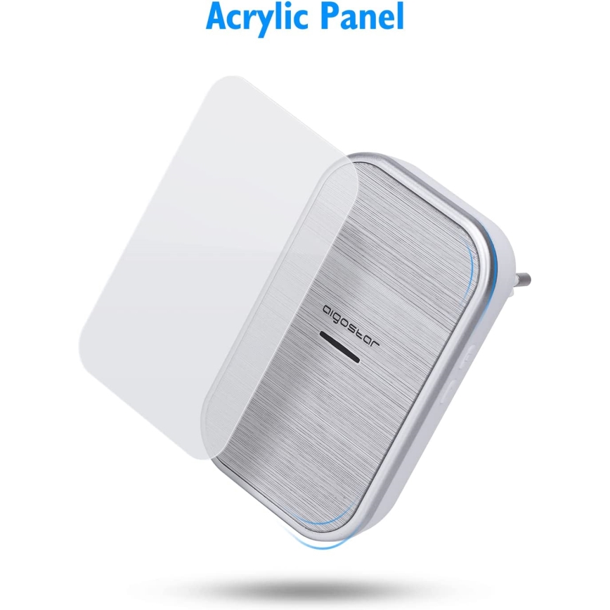 Aigostar - CONJUNTO 2x Campainhas Sem Fios Plug-in 230V/12V IP44 prateado