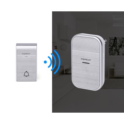 Aigostar - CONJUNTO 2x Campainhas Sem Fios Plug-in 230V/12V IP44 prateado