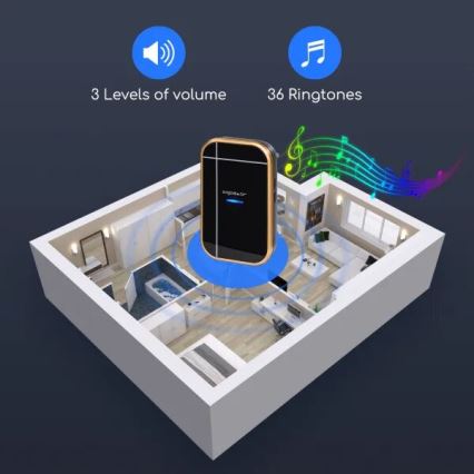 Aigostar - CONJUNTO 2x Campainhas Sem Fios Plug-in 230V/12V IP44 preto/cobre