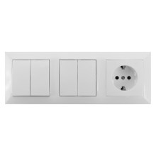 Aigostar - CONJUNTO 2x Interruptor doméstico 2-botões com uma tomada 1x16A/250V