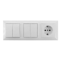 Aigostar - CONJUNTO 2x Interruptores doméstico 2-botões com uma tomada 1x16A/250V SCHUKO