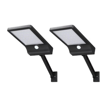 Aigostar - Conjunto 2x Lâmpada solar de rua LED com sensor LED/3W/3,7V1800 mAh IP44 3000/4000/5000K + controlo remoto