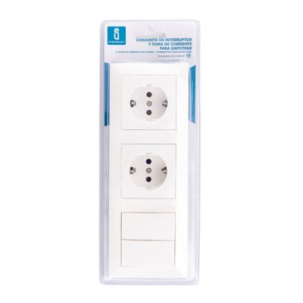 Aigostar - CONJUNTO 2x Tomada com Interruptor 2x16A/250V SCHUKO