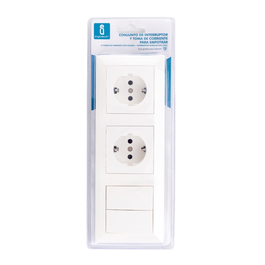 Aigostar - CONJUNTO 2x Tomada com Interruptor 2x16A/250V SCHUKO
