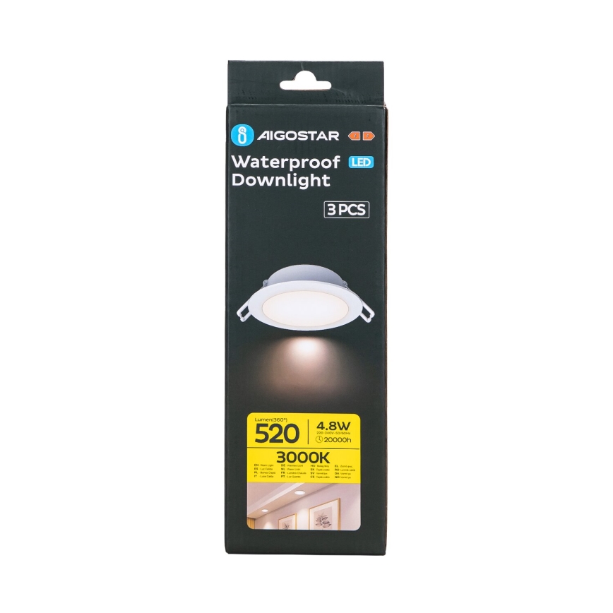 Aigostar - CONJUNTO 3x Focos de encastrar exterior LED LED/4,8W/230V 3000K IP65 branco